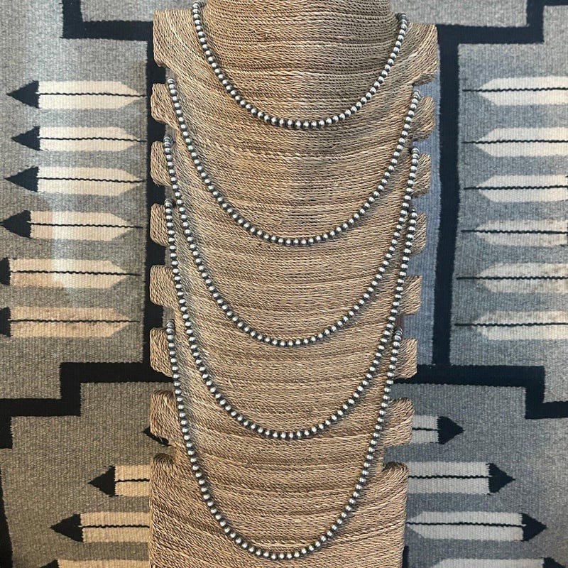 Western Silver Beaded Multi Strand Necklace main image 0