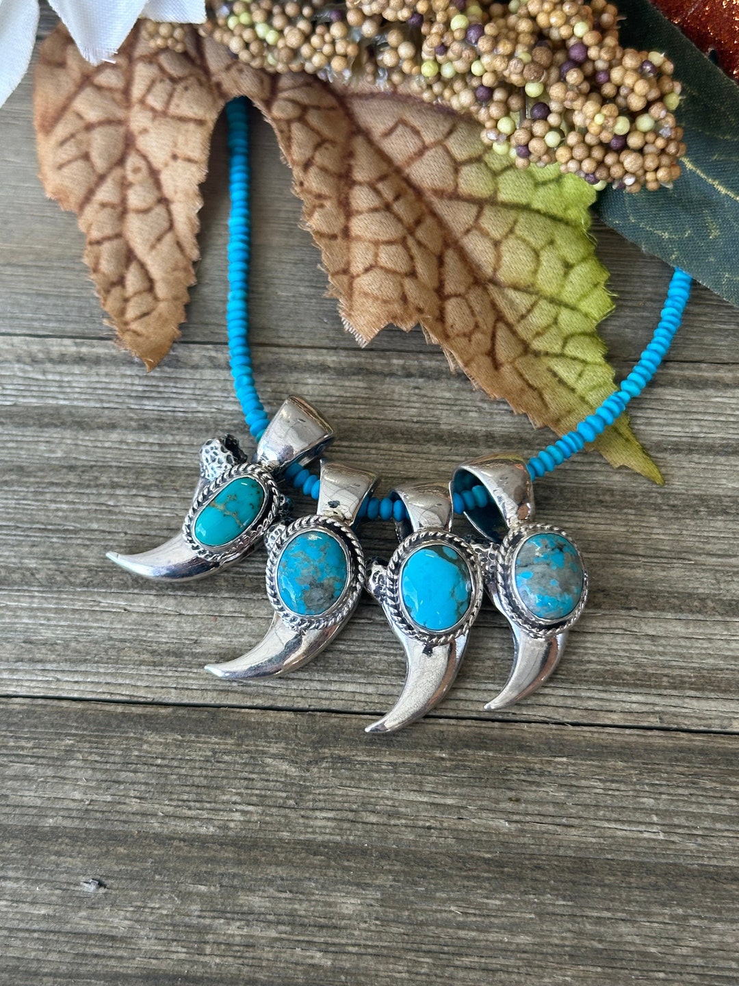 Navajo Made Kingman Turquoise & Sterling Silver Claw Pendant - Etsy