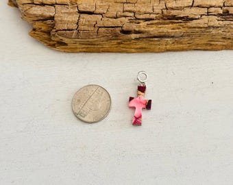 Navajo Made Rose Dahlia & Sterling Silver Cross Charms