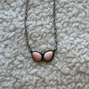 Navajo Made Pink Conch & Sterling Silver Necklace