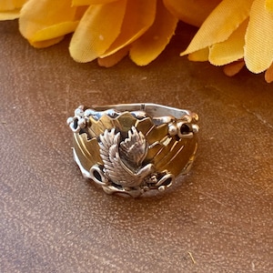 Navajo Made Sterling Silver Men’s Eagle Ring Size 9