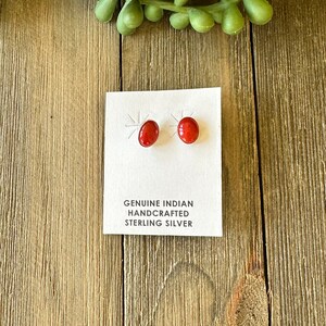 Dorothy Yazzie Coral & Sterling Silver Post Earrings