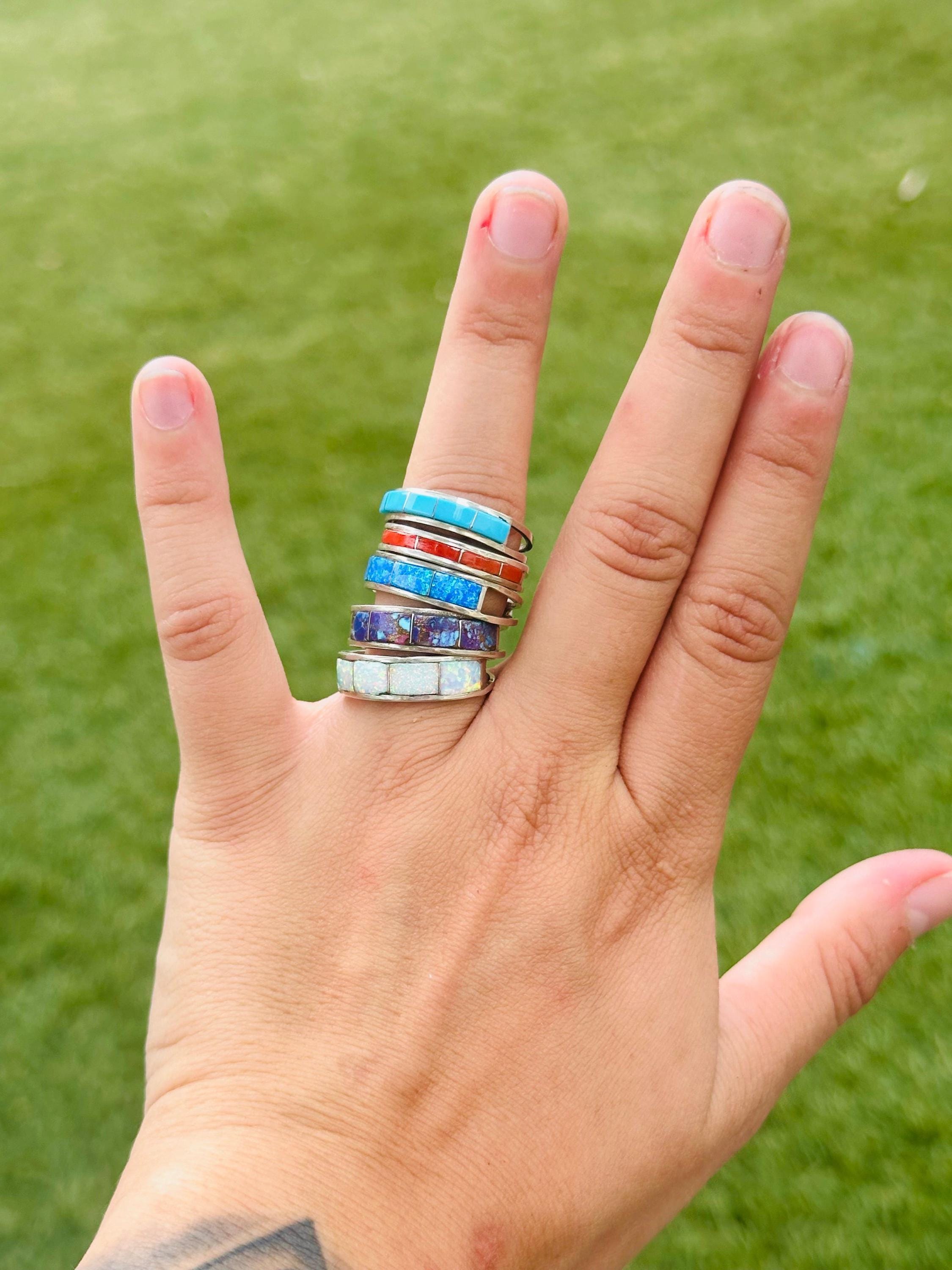 超希少!!VTG NAVAJO 60's COILED FEATHER SILVER BIKER RING USA