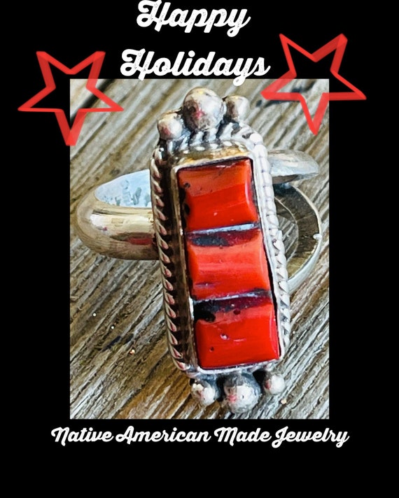 Details about   Navajo Natural Coral & Sterling Silver ring 