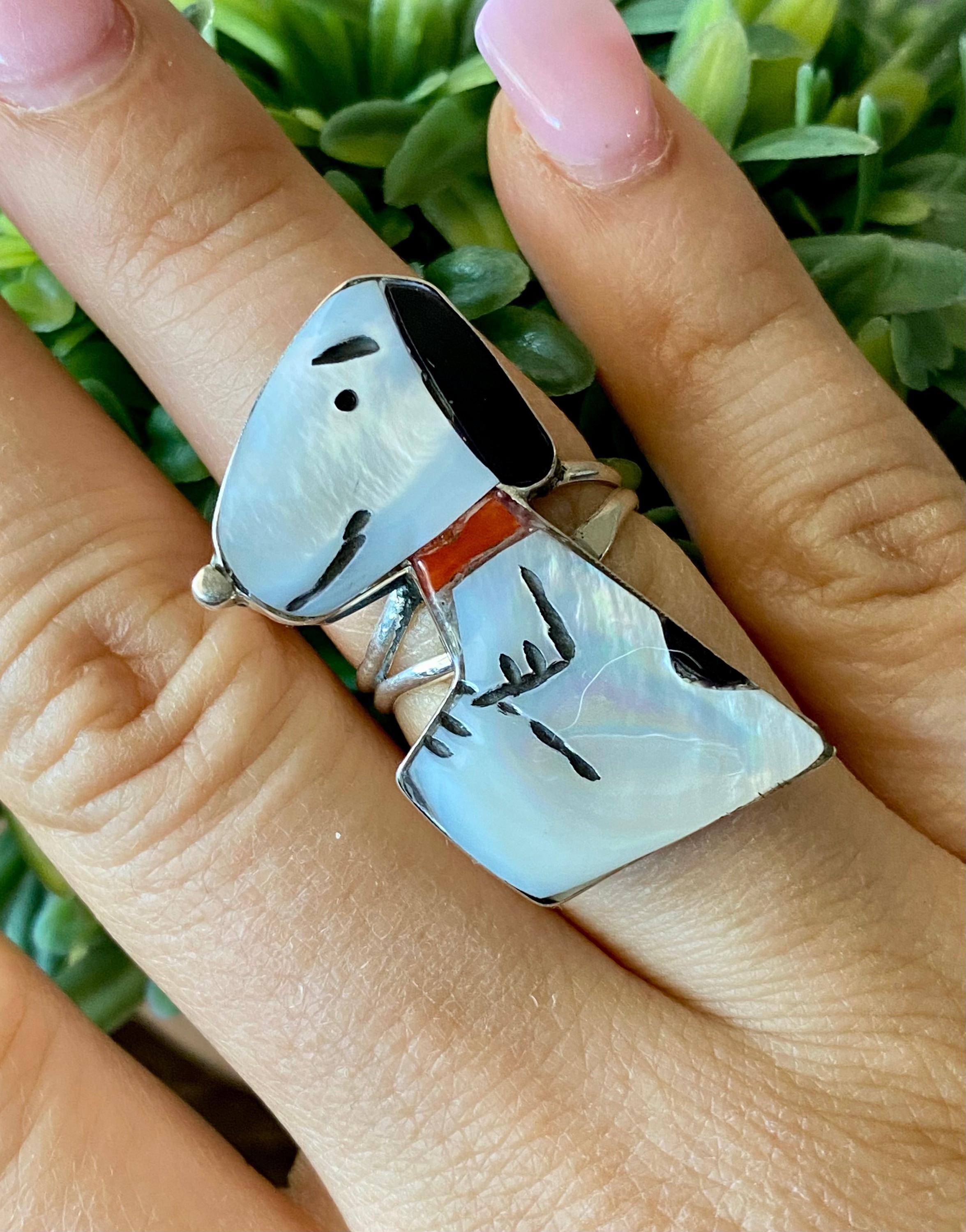 Shenel Comosona Zuni \"Dog（Red）\" Top ① Shenel Comosona Multi Stone & Sterling Silver Snoooy Inlay
