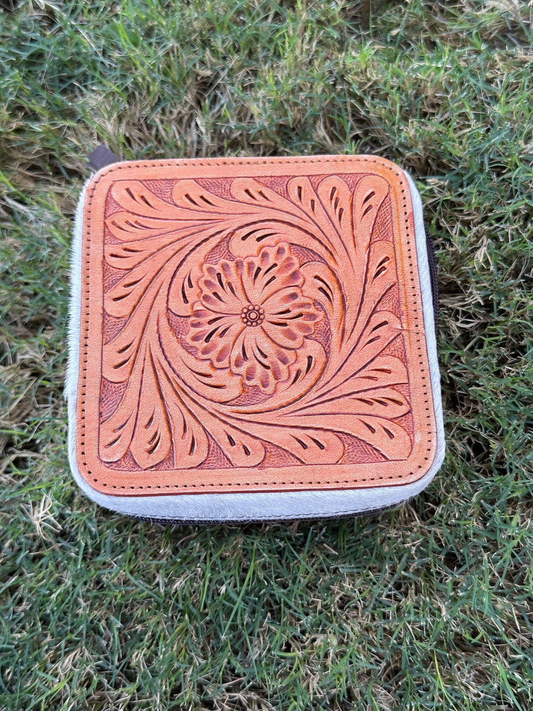 Genuine Tooled Leather Cowhide Jewelry Box Etsy