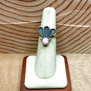 Navajo Made Pink Conch & Sterling Sliver Cluster Adjustable Ring