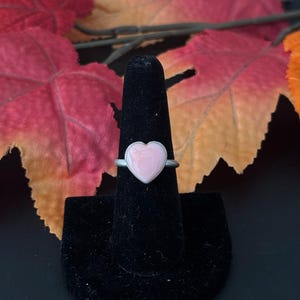 Navajo Made Pink Conch & Sterling Silver Adjustable Heart Ring