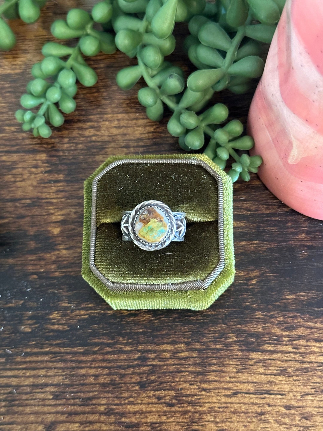 Chris Etsitty Royston Turquoise & Sterling Silver Ring Size 6.5 - Etsy