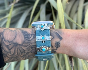 Kingman Turquoise & Sterling Silver Heart Watch Charms