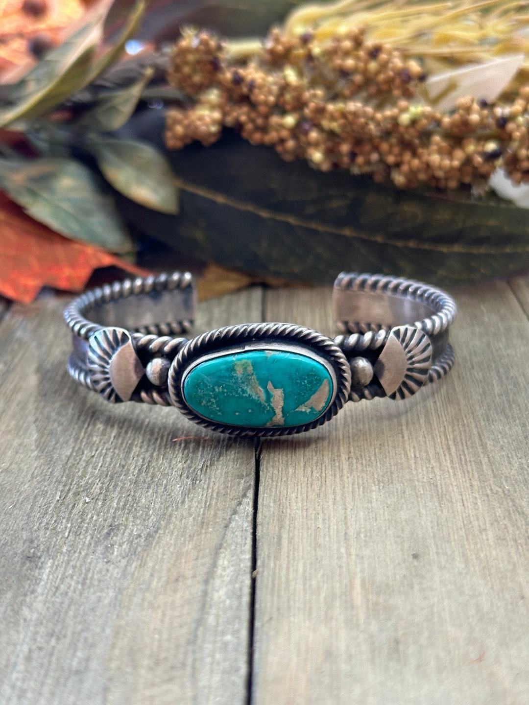 Navajo Made Fox Turquoise & Sterling Silver Cuff Bracelet - Etsy