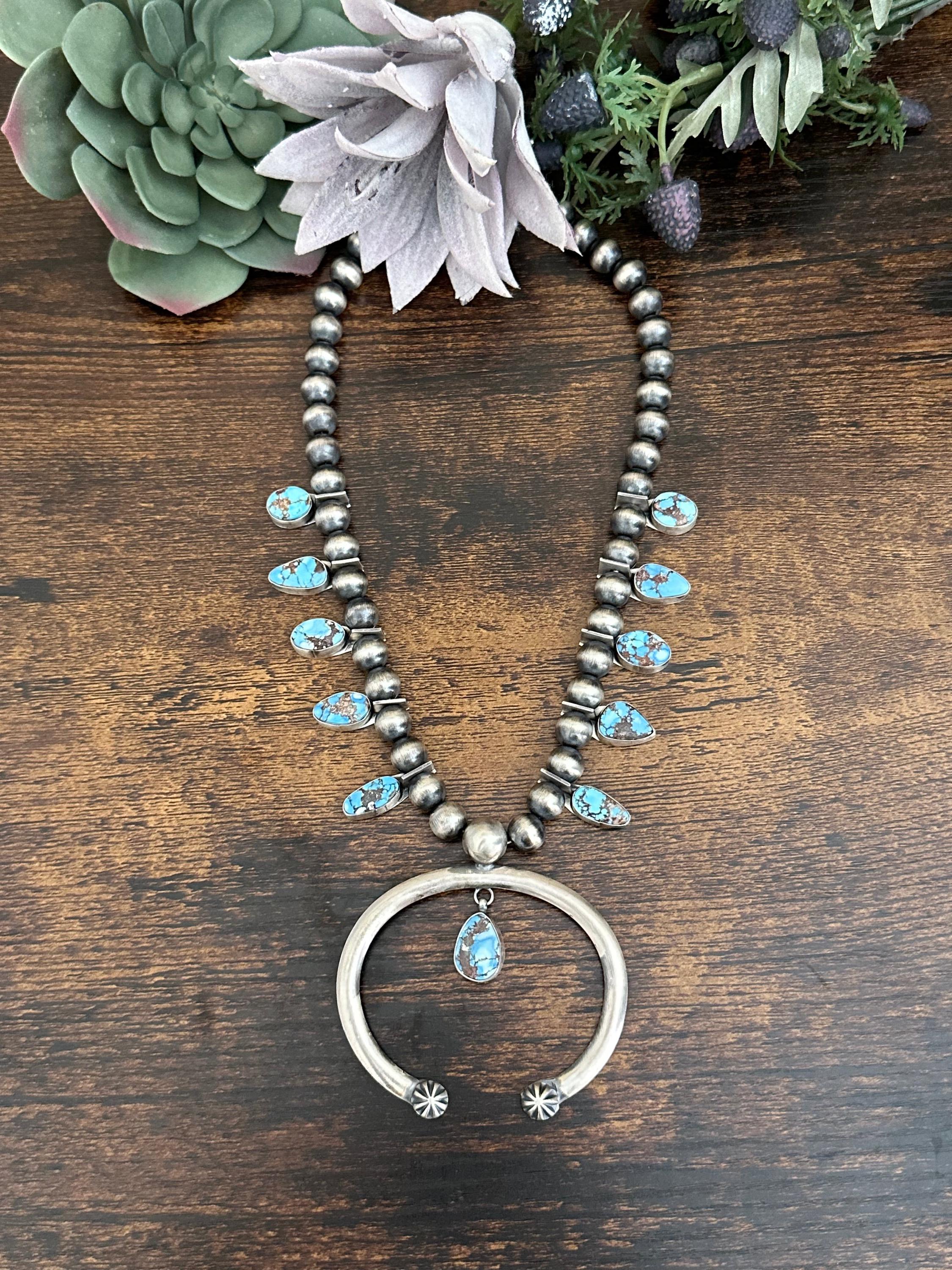 Timothy Yazzie Golden Hills Turquoise & Sterling Silver Squash