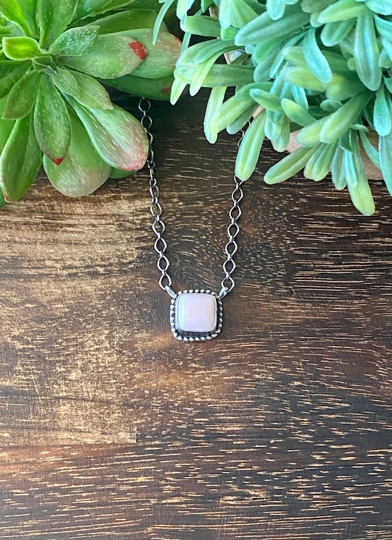 Navajo Made Pink Conch & Sterling Silver Necklace