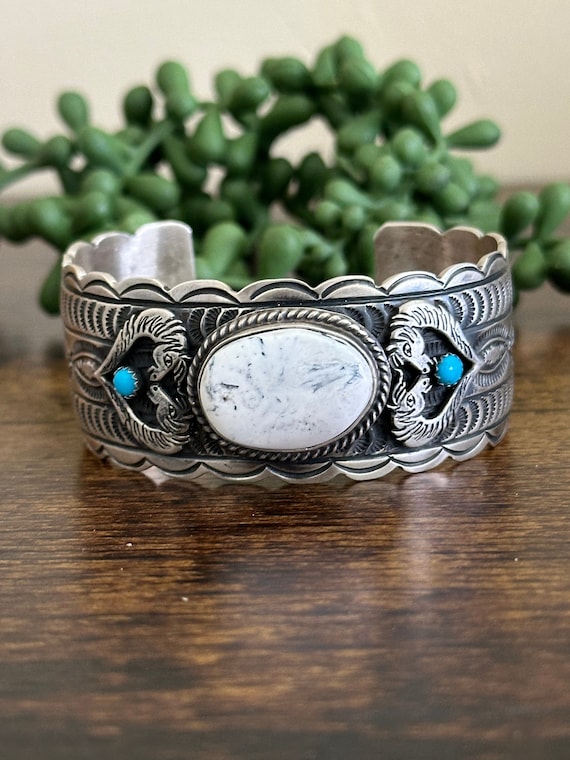 Tom Lewis Vintage Native American Navajo Sterling Silver Flank Bracelet Tom Lewis Vintage Native American Navajo Sterling Silver Flank Bracelet
