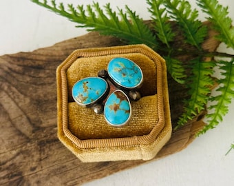 Kathleen Chavez Royston Turquoise & Sterling Silver Ring Size 8.75