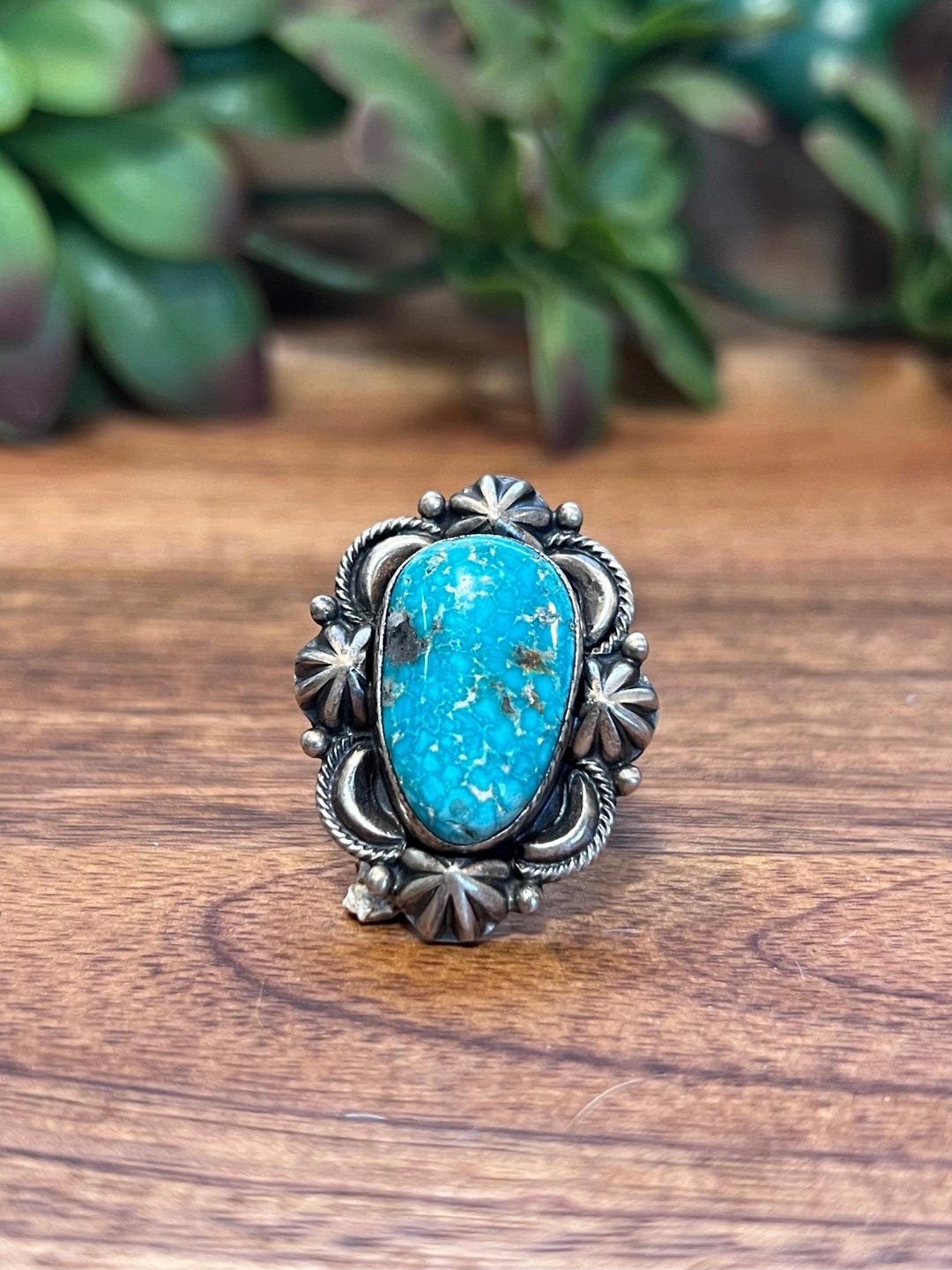 Navajo Kingman Turquoise & Sterling Silver Ring Size 8 - Etsy