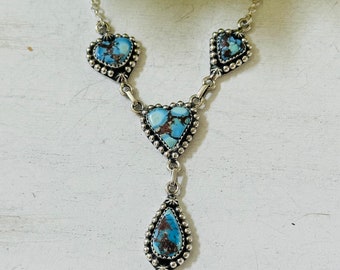 Zuidwest handgemaakte Golden Hills Turquoise & Sterling zilveren Lariat ketting