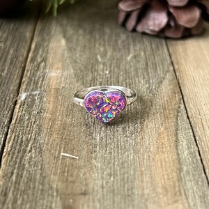 Zuni Made Purple Pinkish Opal (Man Made) & Sterling Silver Ring