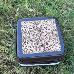 Genuine Tooled Leather Cowhide Jewelry Box