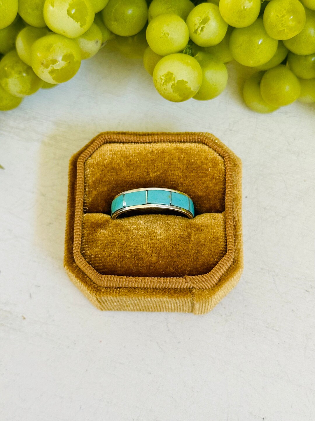 Navajo Made Kingman Turquoise & Sterling Silver Inlay Ring - Etsy
