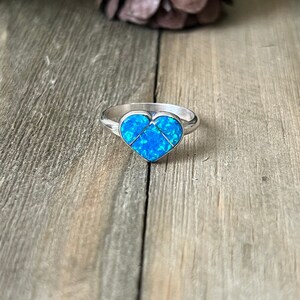 Zuni Made Blue Opal (Man Made) & Sterling Silver Ring Size 6.25