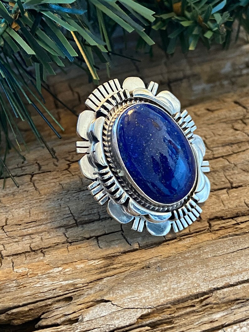 Russell Sam Blue Lapis /& Sterling Silver Ring Size 7