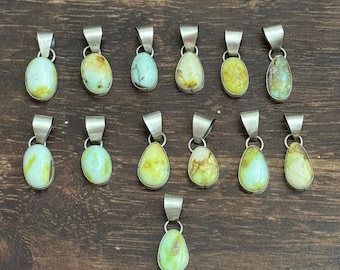 Navajo Made Palomino Variscite & Sterling Silver Pendant