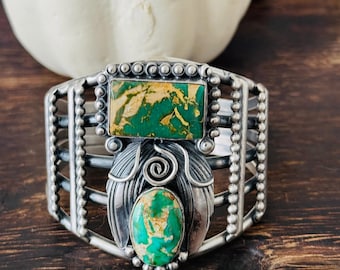 ナバホ族製 グリーン ロイストン ターコイズ＆スターリングシルバー