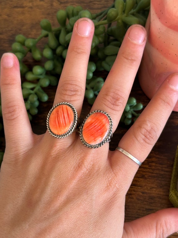 Navajo Made Spiny Oyster & Sterling Silver Ring - Etsy