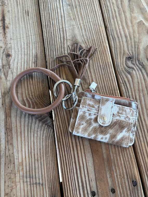 Genuine Leather & Cowhide Wristlet Card Holder - image 1