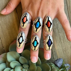 Navajo Made Sterling Silver Shadow Box Ring