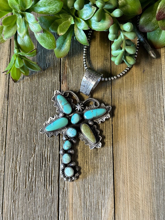 Navajo Made Kingman Turquoise & Sterling Silver B… - image 4