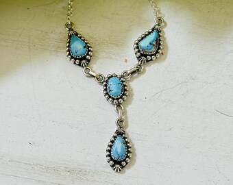 Zuidwest handgemaakte Golden Hills Turquoise & Sterling zilveren Lariat ketting