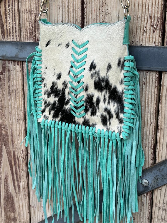 Genuine Leather & Cowhide Fringe Purse - image 2