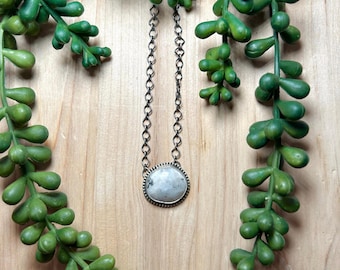 Navajo Made White Buffalo & Sterling Silver Necklace
