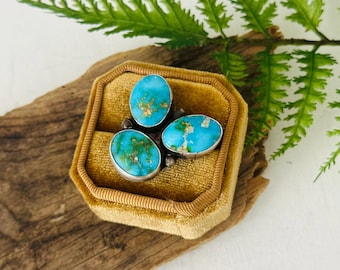 Kathleen Chavez Sonoran Mountain Turquoise & Sterling Silver Ring Size 6.5