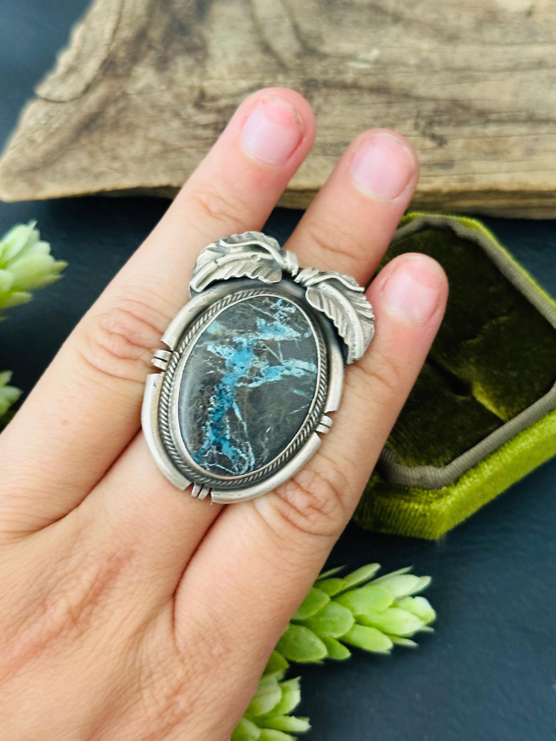 Navajo Made Carico Lake Turquoise & Sterling Silver Ring Navajo Made Carico Lake Turquoise & Sterling Silver Ring