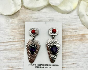Robert Shakey Multi Stone & Sterling Silver Post Earrings