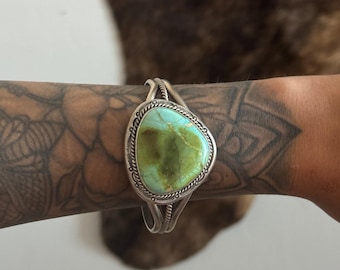 Navajo Made Sonoran Mountain Turquoise & Sterling Silver Cuff Bracelet