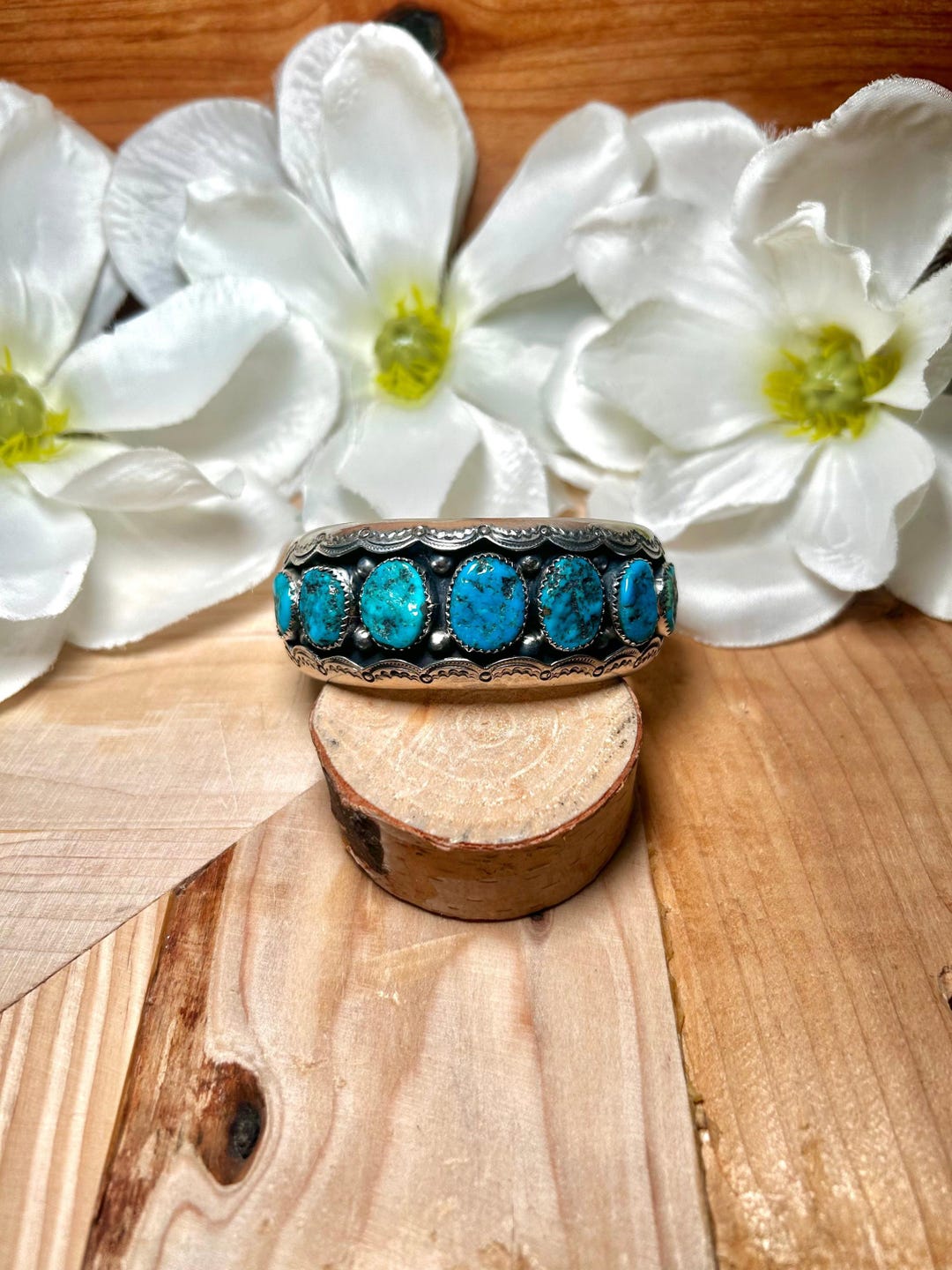 Navajo Made Kingman Turquoise & Sterling Silver Cuff Bracelet - Etsy