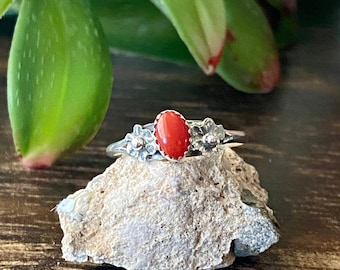 Navajo Made Coral & Sterling Silver Rings