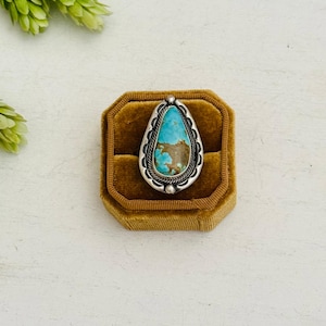 Navajo Number 8 Turquoise & Sterling Silver Ring Size 7