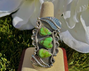 Anillo de turquesa y plata esterlina de la Montaña del Suroeste de Sonora, talla 9