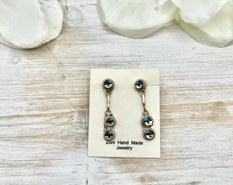 Zuni Multi Stone & Sterling Silver Post Earrings