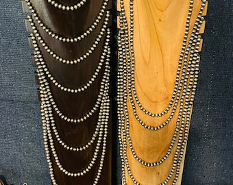 Navajo 8 MM Sterling Silver 24 inch Pearl Necklace