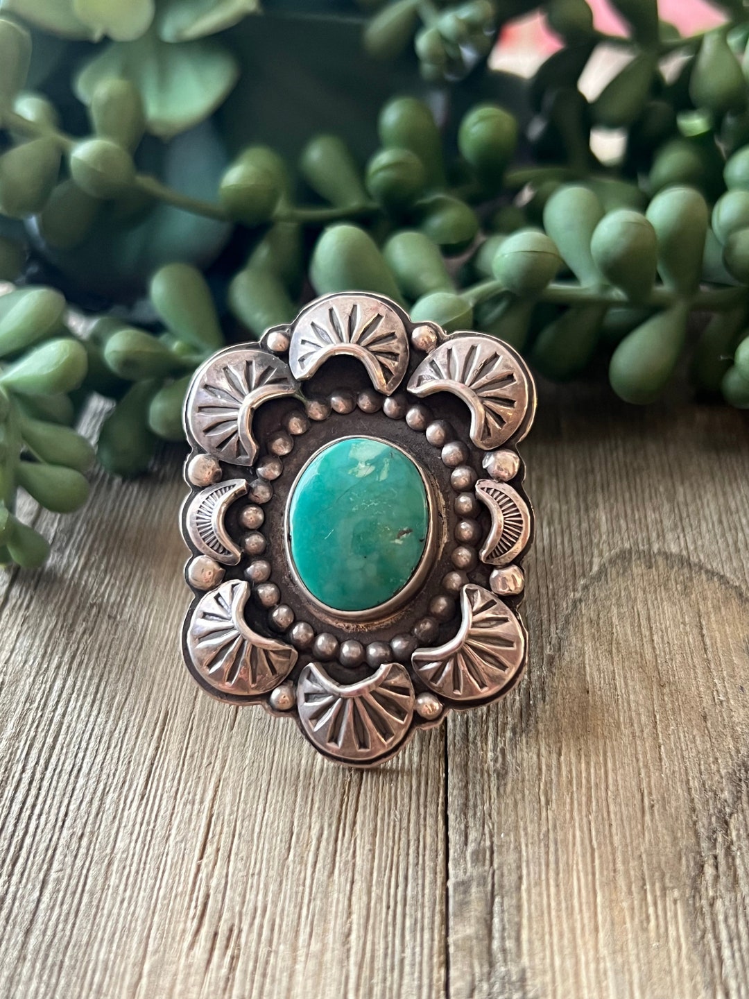 Navajo Made Kingman Turquoise & Sterling Silver Ring Size 8.5 - Etsy