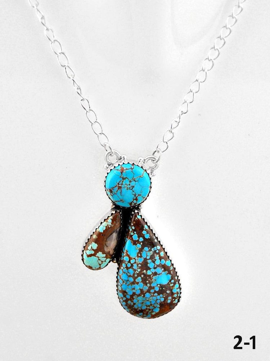Southwest Made No.8 Turquoise & Sterling Silver Necklace - Etsy