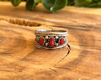 Anita Whitegoat Red Coral & Sterling Silver Ring - Etsy