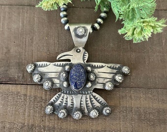 Chimney Butte Lapis & Sterling Silver Thunderbird Pendant - Etsy