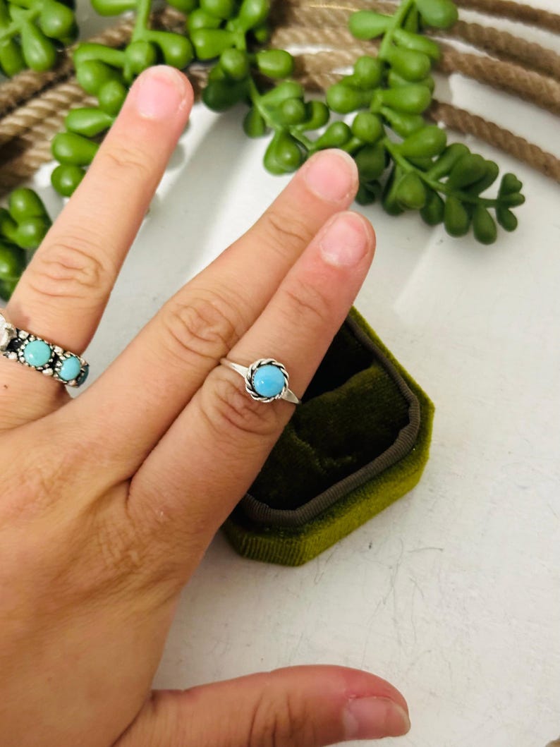 Navajo Made Kingman Turquoise & Sterling Silver Ring - Etsy Australia